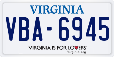 VA license plate VBA6945