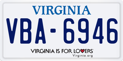VA license plate VBA6946