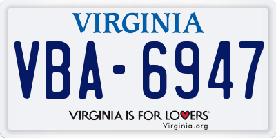 VA license plate VBA6947