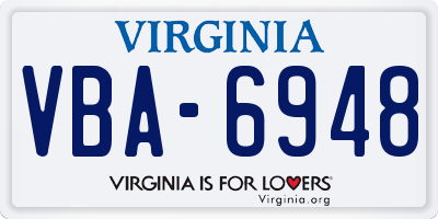 VA license plate VBA6948