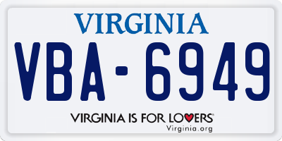 VA license plate VBA6949