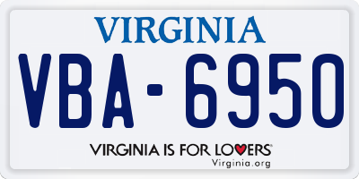 VA license plate VBA6950