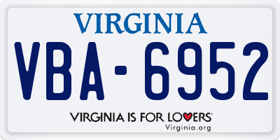 VA license plate VBA6952