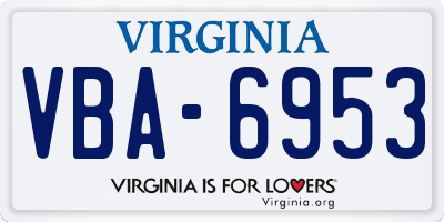VA license plate VBA6953