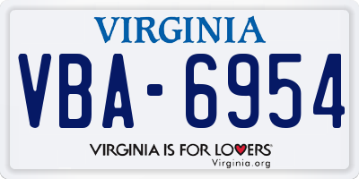 VA license plate VBA6954