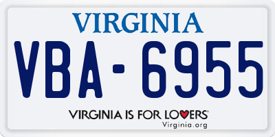 VA license plate VBA6955