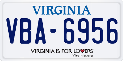 VA license plate VBA6956