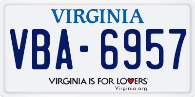 VA license plate VBA6957