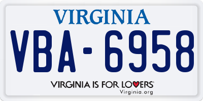 VA license plate VBA6958