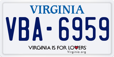 VA license plate VBA6959