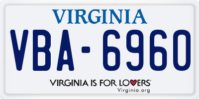 VA license plate VBA6960