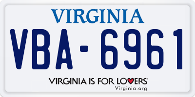 VA license plate VBA6961