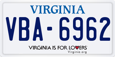 VA license plate VBA6962