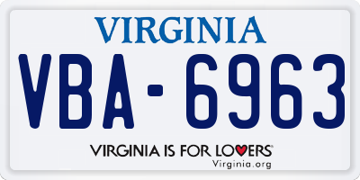 VA license plate VBA6963