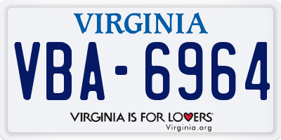 VA license plate VBA6964