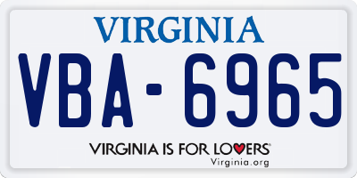 VA license plate VBA6965