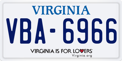 VA license plate VBA6966