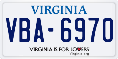 VA license plate VBA6970