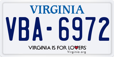 VA license plate VBA6972