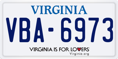 VA license plate VBA6973