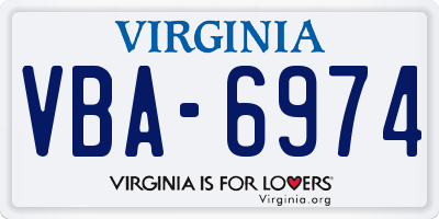 VA license plate VBA6974