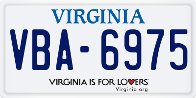 VA license plate VBA6975