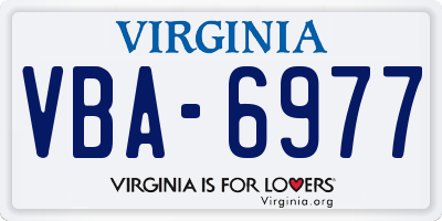 VA license plate VBA6977