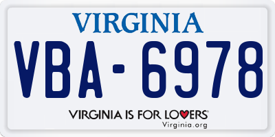 VA license plate VBA6978