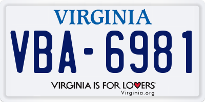 VA license plate VBA6981