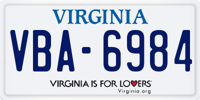 VA license plate VBA6984