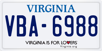 VA license plate VBA6988