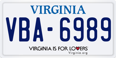 VA license plate VBA6989