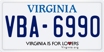 VA license plate VBA6990