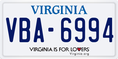VA license plate VBA6994