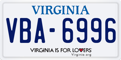 VA license plate VBA6996