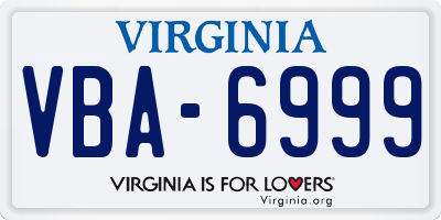 VA license plate VBA6999