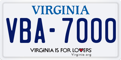 VA license plate VBA7000