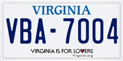 VA license plate VBA7004