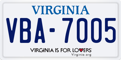 VA license plate VBA7005