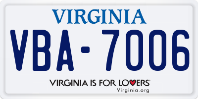 VA license plate VBA7006