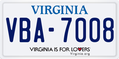 VA license plate VBA7008