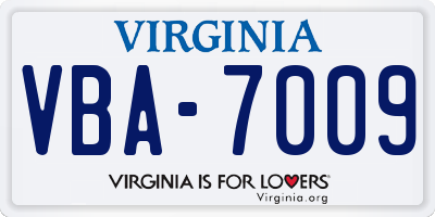 VA license plate VBA7009