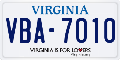 VA license plate VBA7010