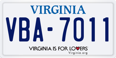 VA license plate VBA7011