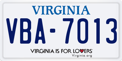 VA license plate VBA7013