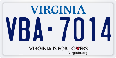 VA license plate VBA7014