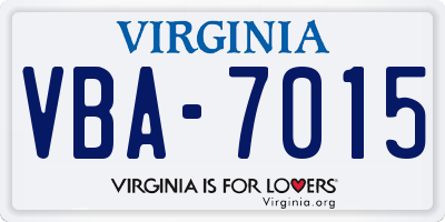 VA license plate VBA7015
