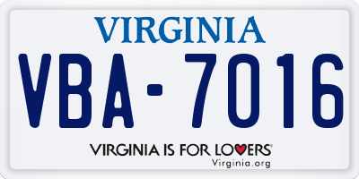 VA license plate VBA7016