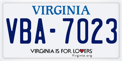 VA license plate VBA7023