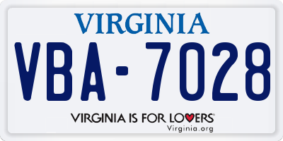 VA license plate VBA7028